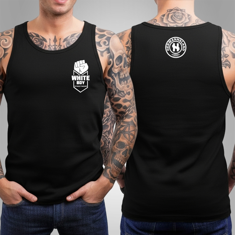 Herren Tank Top White Boy Streetwear Klein