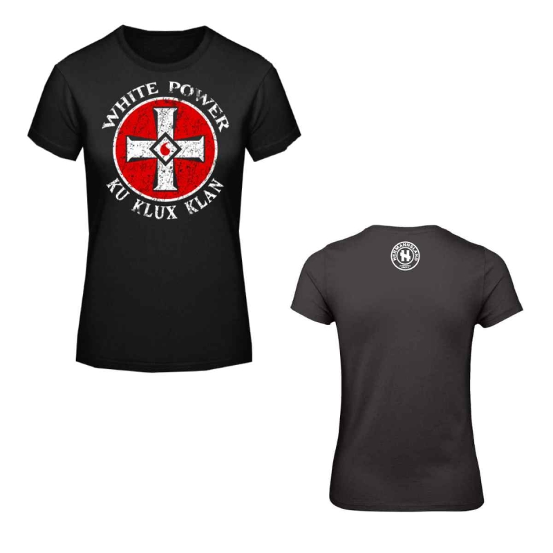 Frauen T-Shirt White Power Ku Klux Klan Schwarz