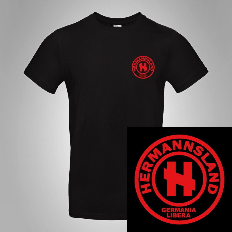 Hermannsland T-Shirt Brustlogo Rot
