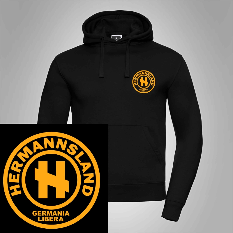 Kapuzenpullover Hermannsland Brustlogo Gelb