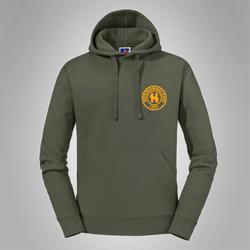 Kapuzenpullover Hermannsland Brustlogo Gelb