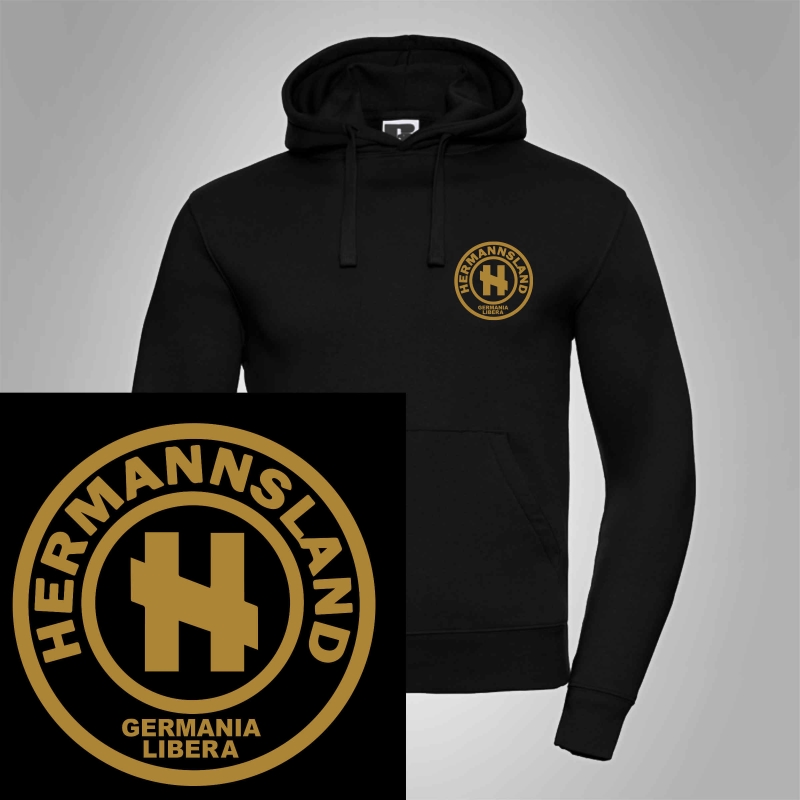 Kapuzenpullover Hermannsland Brustlogo Gold