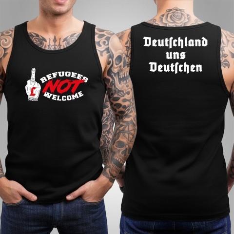 Tanktop Refugees not welcome Schwarz