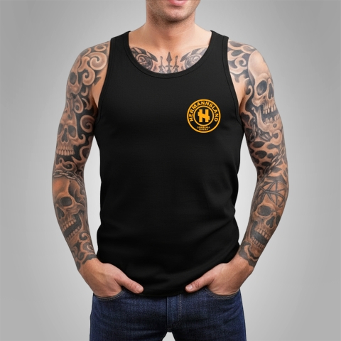 Tanktop Hermannsland Brustlogo (Logo Gelb) Schwarz