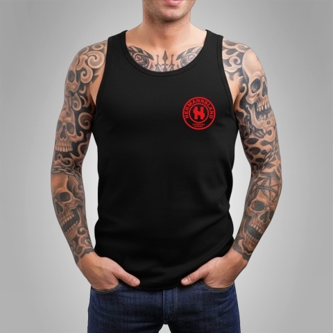 Tank Top Hermannsland Brustlogo (Logo Rot) Schwarz