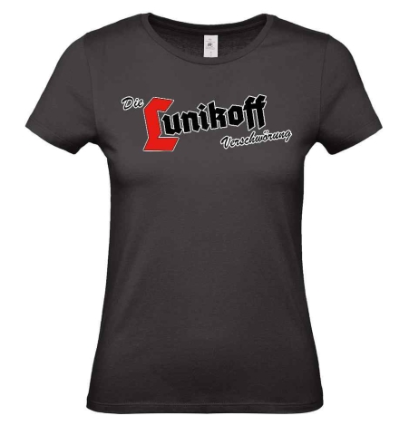 Frauen T-Shirt Die Lunikoff Verschwörung Band Logo Schwarz