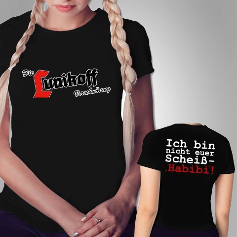 Frauen T-Shirt Die Lunikoff Verschwörung Scheiß Habibi Schwarz