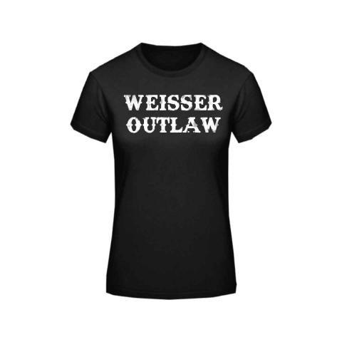 Frauen T-Shirt T-Shirt Weisser Outlaw Front Schwarz