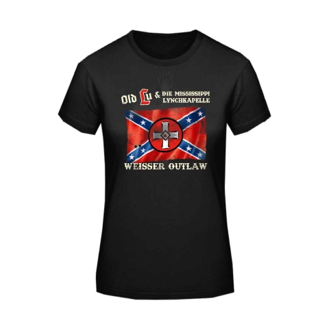 Frauen T-Shirt Old Lu und die Mississippi Lynchkapelle Weisser Outlaw Schwarz