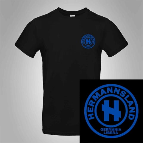 Hermannsland T-Shirt Brustlogo Blau