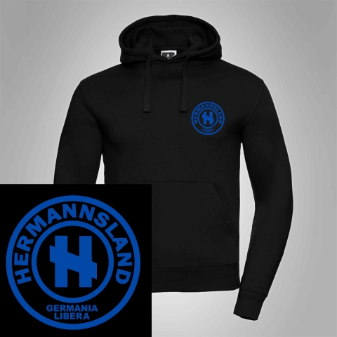 Kapuzenpullover Hermannsland Brustlogo Blau