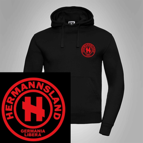 Kapuzenpullover Hermannsland Brustlogo Rot