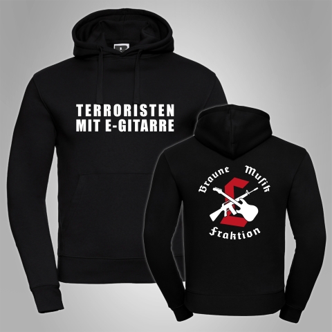 Kapuzenpullover Terroristen mit E-Gitarre